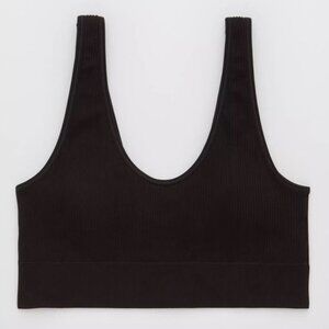 Aerie Black Seamless Ribbed Padded Bralette